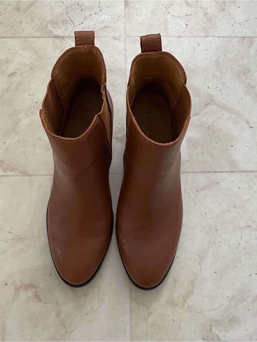 $178 J.Crew Factory Rory Brown Tan Leather Block Heels Ankle Boots Booties 7.5 - Picture 4 of 14
